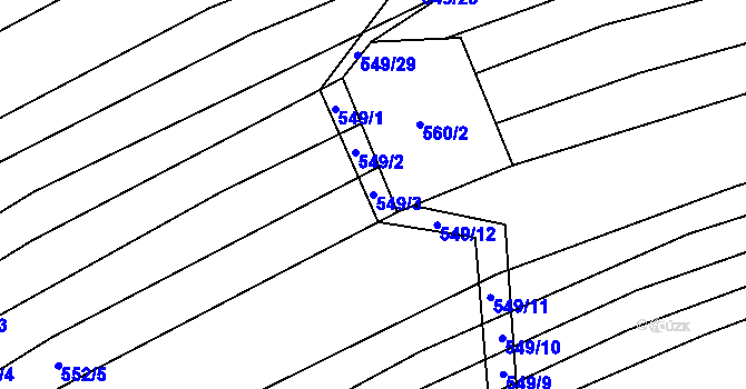 Parcela st. 549/3 v KÚ Vrbětice, Katastrální mapa