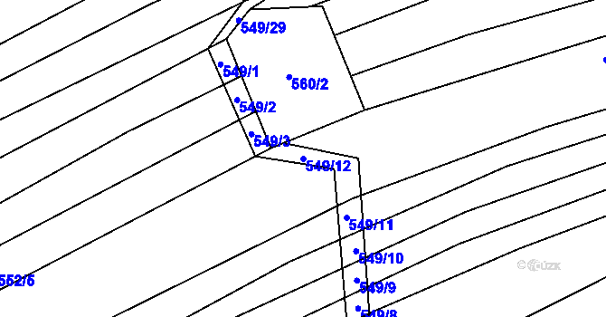Parcela st. 549/12 v KÚ Vrbětice, Katastrální mapa