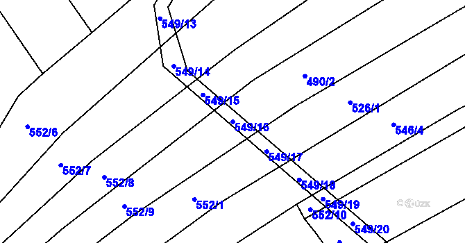 Parcela st. 549/16 v KÚ Vrbětice, Katastrální mapa