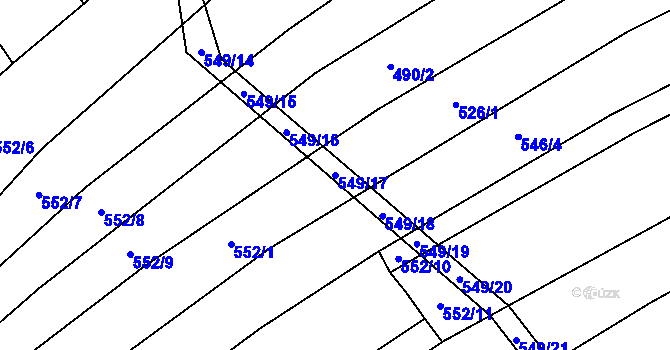 Parcela st. 549/17 v KÚ Vrbětice, Katastrální mapa