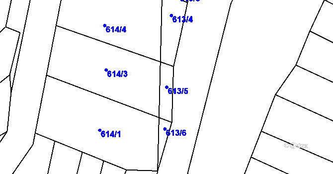 Parcela st. 613/5 v KÚ Vrbětice, Katastrální mapa