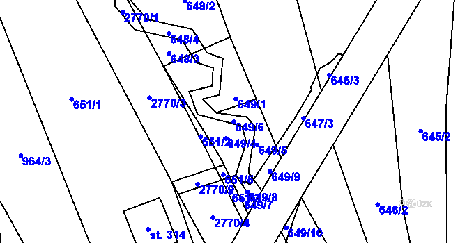 Parcela st. 649/6 v KÚ Vrbětice, Katastrální mapa