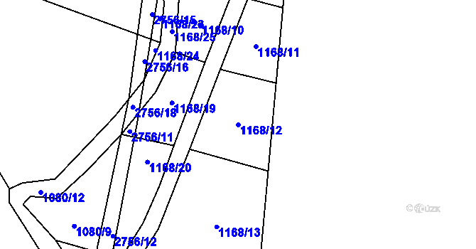 Parcela st. 1168/12 v KÚ Vrbětice, Katastrální mapa