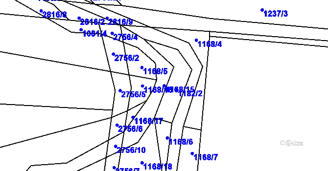 Parcela st. 1168/15 v KÚ Vrbětice, Katastrální mapa