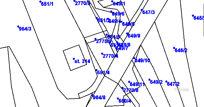 Parcela st. 2770/4 v KÚ Vrbětice, Katastrální mapa