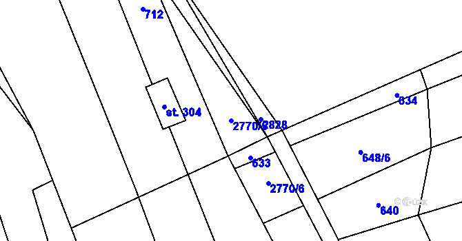 Parcela st. 2770/5 v KÚ Vrbětice, Katastrální mapa