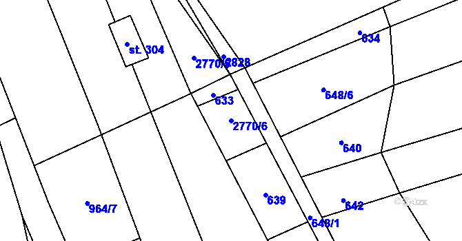Parcela st. 2770/6 v KÚ Vrbětice, Katastrální mapa