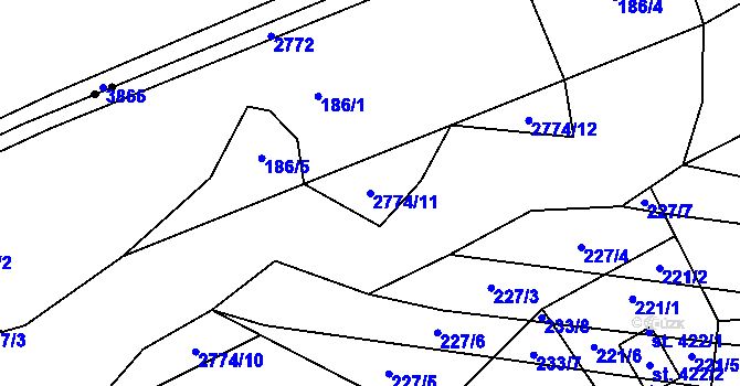 Parcela st. 2774/11 v KÚ Vrbětice, Katastrální mapa