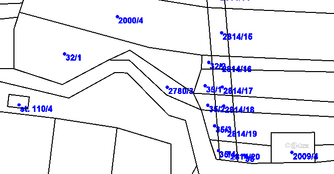 Parcela st. 2780/3 v KÚ Vrbětice, Katastrální mapa