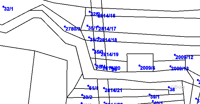 Parcela st. 2814/19 v KÚ Vrbětice, Katastrální mapa