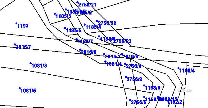 Parcela st. 2816/2 v KÚ Vrbětice, Katastrální mapa