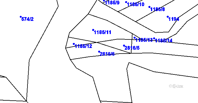 Parcela st. 2816/6 v KÚ Vrbětice, Katastrální mapa