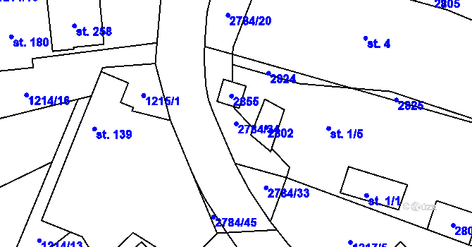 Parcela st. 2784/34 v KÚ Vrbětice, Katastrální mapa