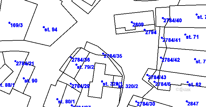 Parcela st. 2784/35 v KÚ Vrbětice, Katastrální mapa