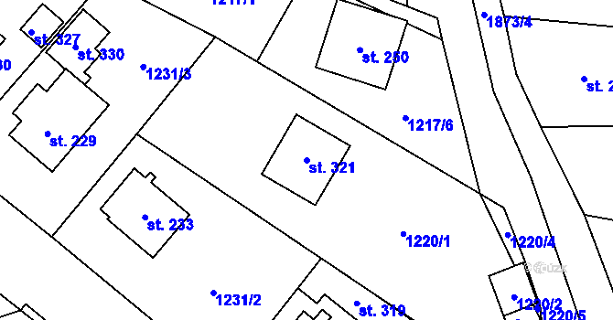 Parcela st. 321 v KÚ Vrbětice, Katastrální mapa