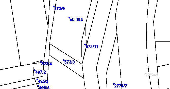 Parcela st. 573/11 v KÚ Vrbětice, Katastrální mapa