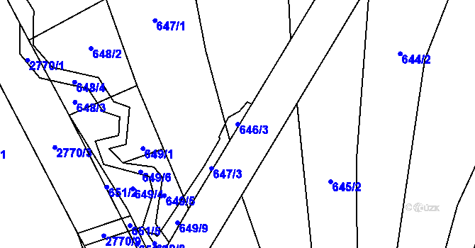 Parcela st. 646/3 v KÚ Vrbětice, Katastrální mapa