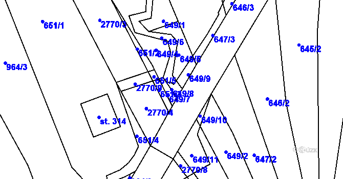Parcela st. 649/8 v KÚ Vrbětice, Katastrální mapa