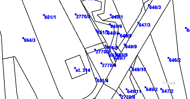 Parcela st. 2770/9 v KÚ Vrbětice, Katastrální mapa