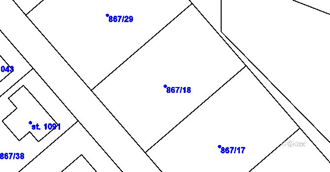 Parcela st. 867/18 v KÚ Vlachovo Březí, Katastrální mapa