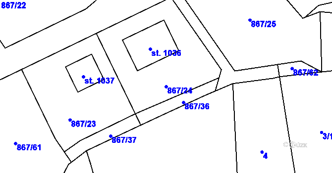Parcela st. 867/24 v KÚ Vlachovo Březí, Katastrální mapa