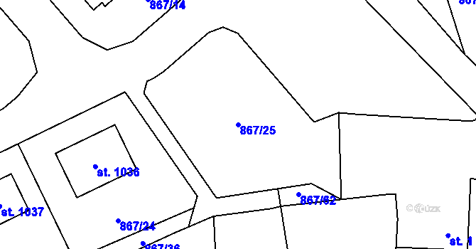 Parcela st. 867/25 v KÚ Vlachovo Březí, Katastrální mapa
