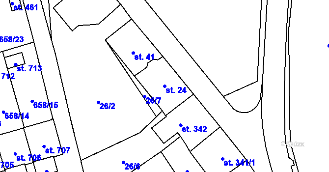 Parcela st. 24 v KÚ Vlachovo Březí, Katastrální mapa
