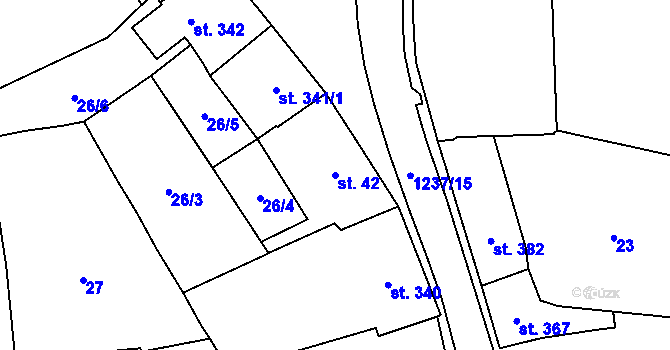Parcela st. 42 v KÚ Vlachovo Březí, Katastrální mapa