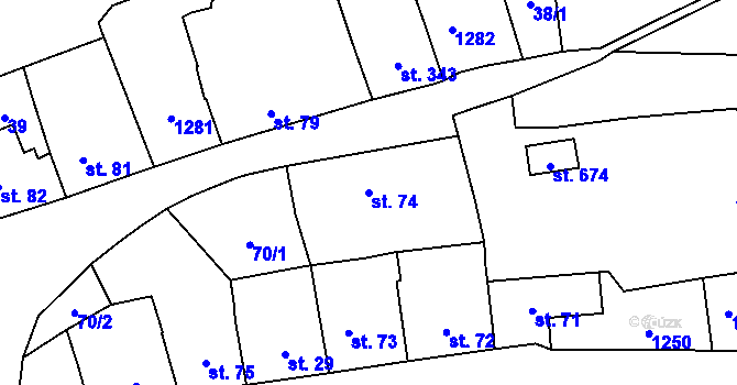 Parcela st. 74 v KÚ Vlachovo Březí, Katastrální mapa