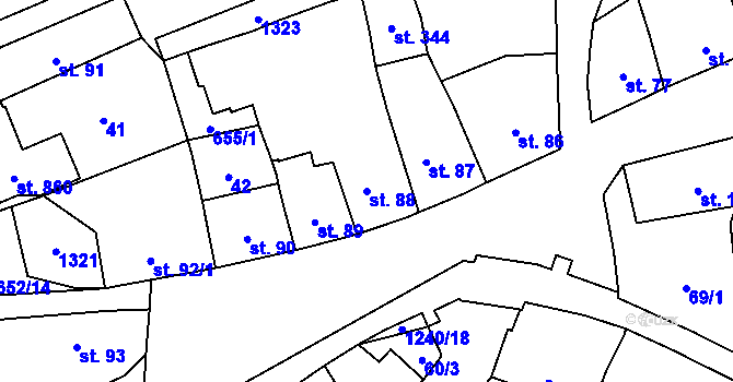 Parcela st. 88 v KÚ Vlachovo Březí, Katastrální mapa