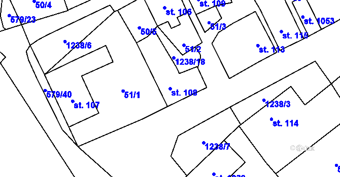 Parcela st. 108 v KÚ Vlachovo Březí, Katastrální mapa