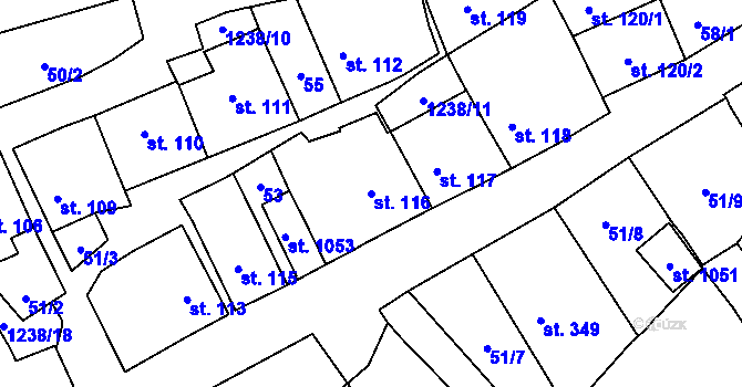 Parcela st. 116 v KÚ Vlachovo Březí, Katastrální mapa