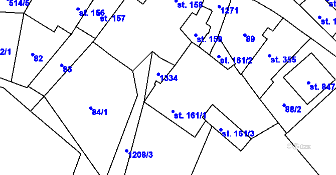 Parcela st. 160 v KÚ Vlachovo Březí, Katastrální mapa