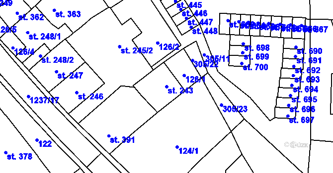 Parcela st. 243 v KÚ Vlachovo Březí, Katastrální mapa
