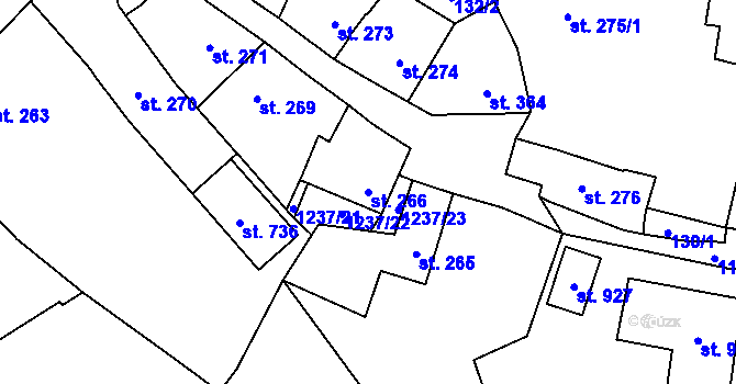 Parcela st. 266 v KÚ Vlachovo Březí, Katastrální mapa