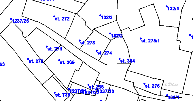 Parcela st. 274 v KÚ Vlachovo Březí, Katastrální mapa