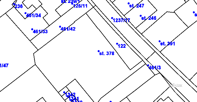Parcela st. 378 v KÚ Vlachovo Březí, Katastrální mapa