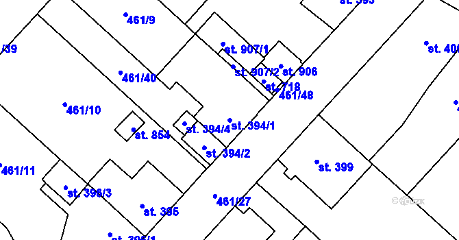 Parcela st. 394/1 v KÚ Vlachovo Březí, Katastrální mapa