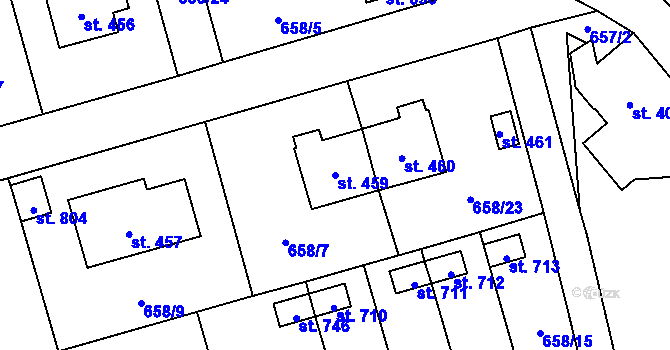 Parcela st. 459 v KÚ Vlachovo Březí, Katastrální mapa