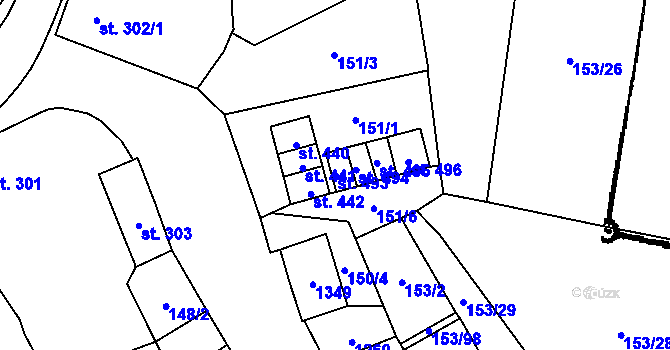 Parcela st. 493 v KÚ Vlachovo Březí, Katastrální mapa