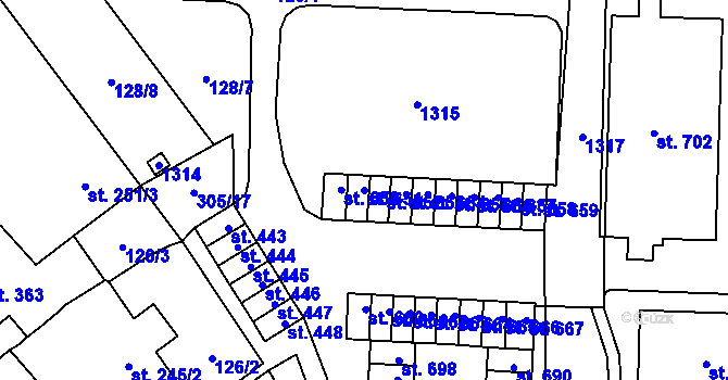 Parcela st. 651 v KÚ Vlachovo Březí, Katastrální mapa