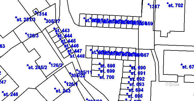 Parcela st. 661 v KÚ Vlachovo Březí, Katastrální mapa