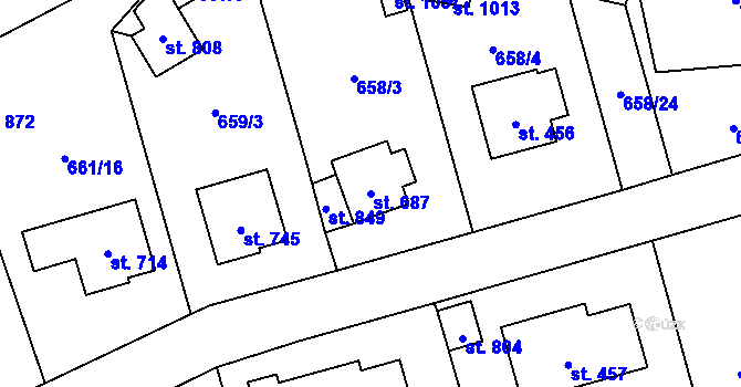 Parcela st. 687 v KÚ Vlachovo Březí, Katastrální mapa