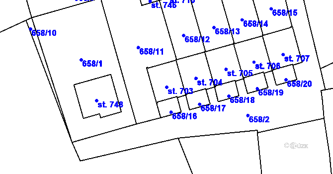 Parcela st. 703 v KÚ Vlachovo Březí, Katastrální mapa