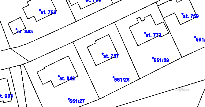 Parcela st. 757 v KÚ Vlachovo Březí, Katastrální mapa