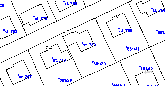 Parcela st. 759 v KÚ Vlachovo Březí, Katastrální mapa