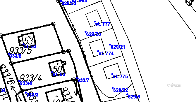 Parcela st. 774 v KÚ Vlachovo Březí, Katastrální mapa