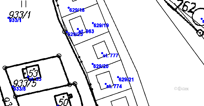 Parcela st. 777 v KÚ Vlachovo Březí, Katastrální mapa