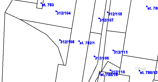 Parcela st. 782/1 v KÚ Vlachovo Březí, Katastrální mapa