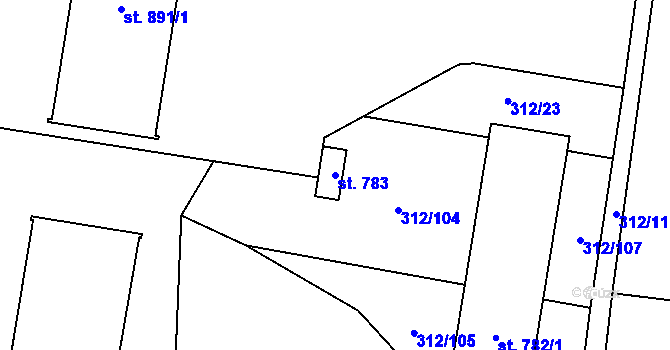 Parcela st. 783 v KÚ Vlachovo Březí, Katastrální mapa